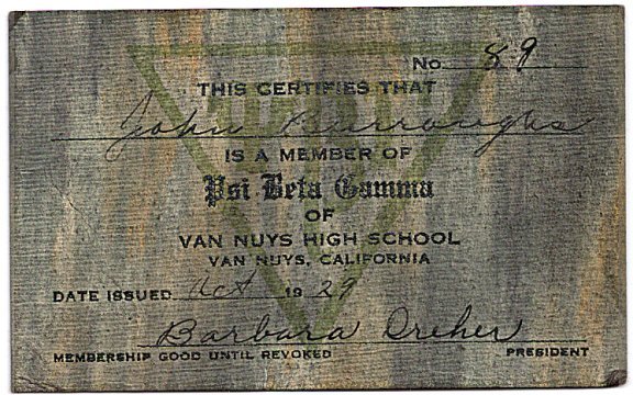 JCB's High School Membership Card